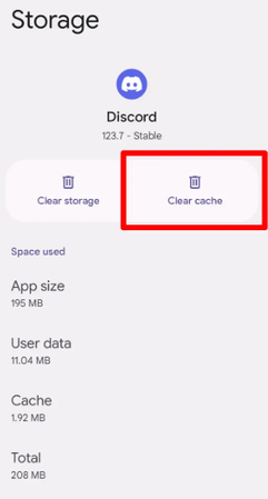 Clearing Discord app cache