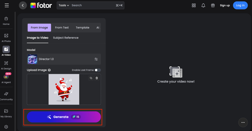 click generate to create video