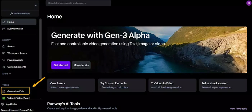 click generative option