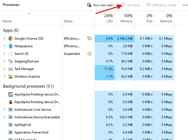Closing background apps to fix YouTube lagging