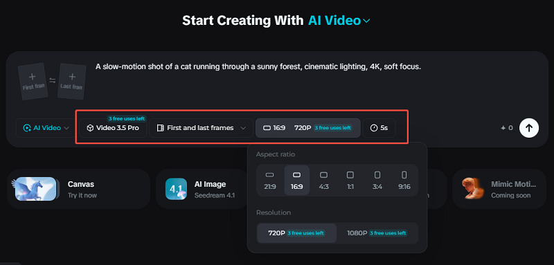 adjust seedance video settings
