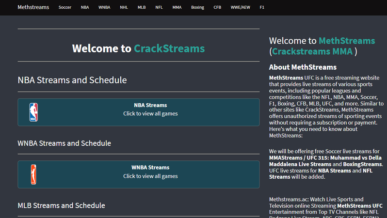 CrackStreams alternative MethStreams