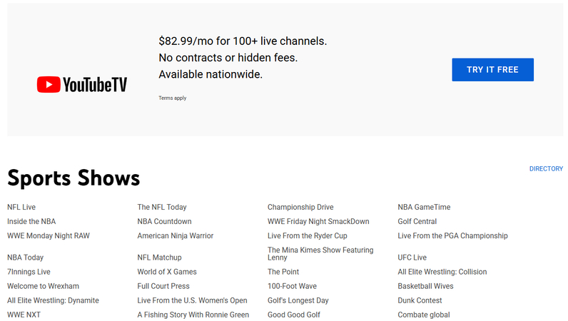 CrackStreams alternative YouTube TV