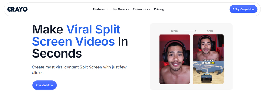 Crayo AI Split Screen video maker