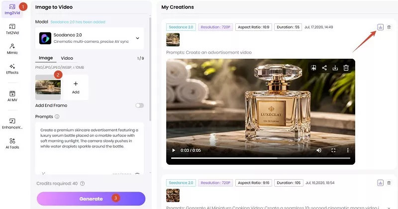 create ad video from image in hitpaw process