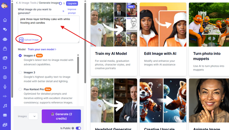 Creating a text prompt for the AI cake