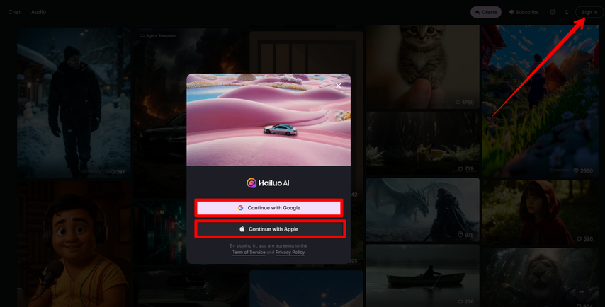 Creating an account on MiniMax AI Video