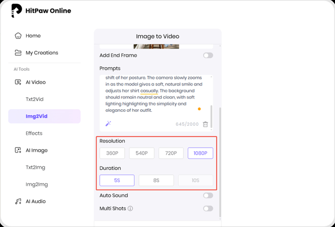 hitpaw ai video settings options