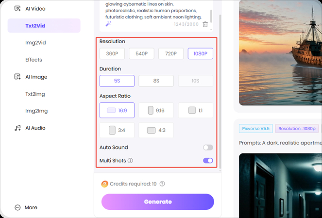 Customize faceless video settings