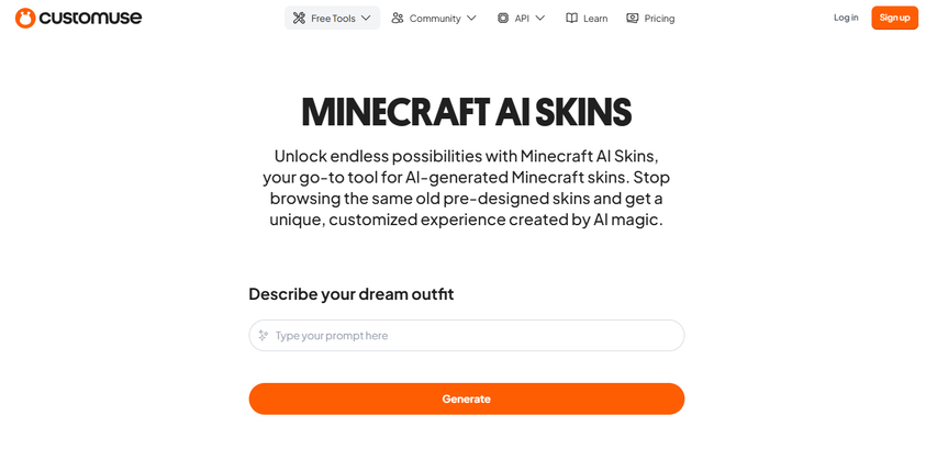 Customuse AI Minecraft skin generator