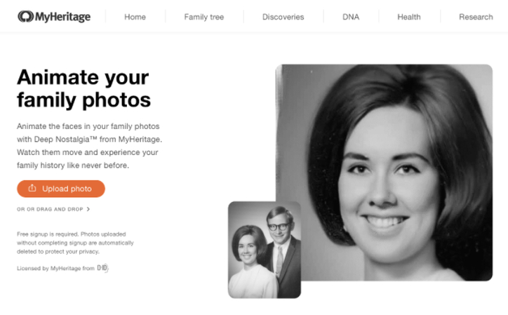 deep nostalgia by myheritage