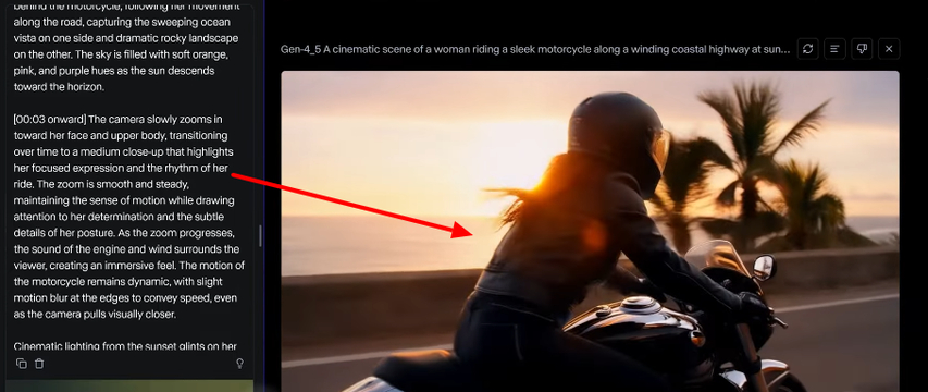 Describing camera focus in Runway AI Text to Video