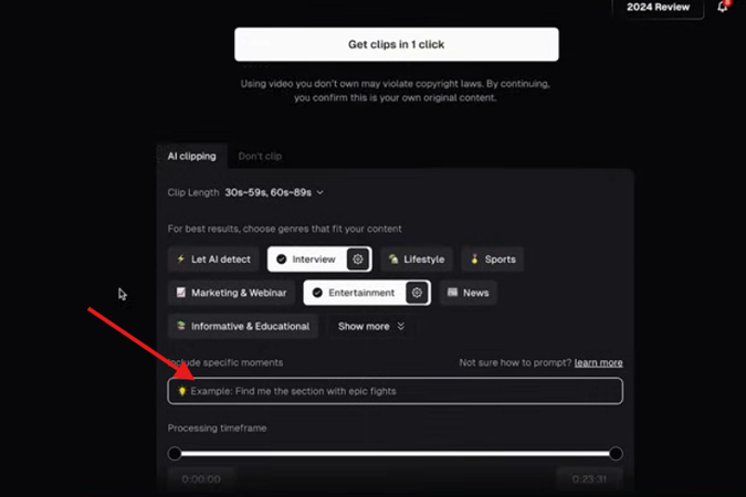 Describing moments in a video