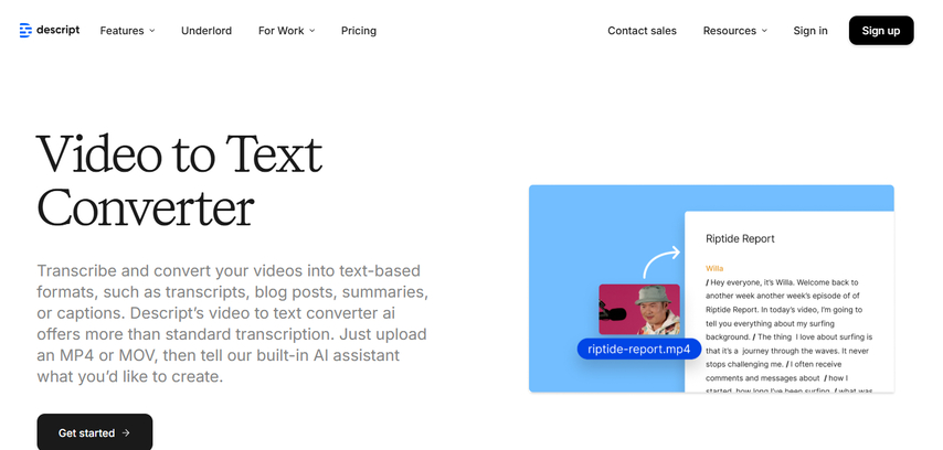 Descript free video to text converter