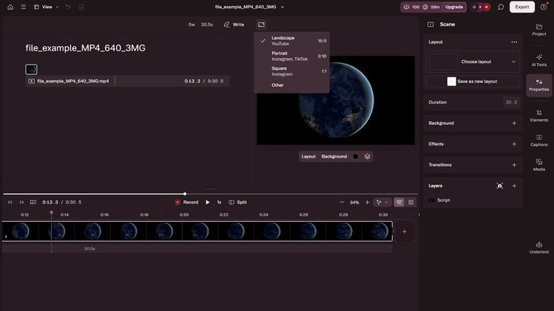Descript Vertical to Horizontal Video Converter