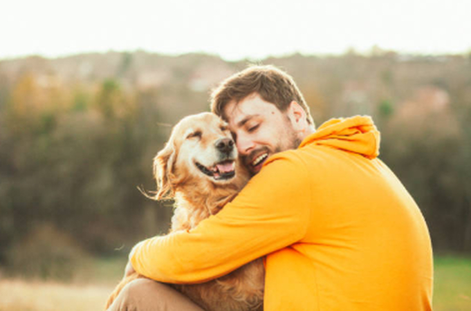 dog and owner hugging AI video