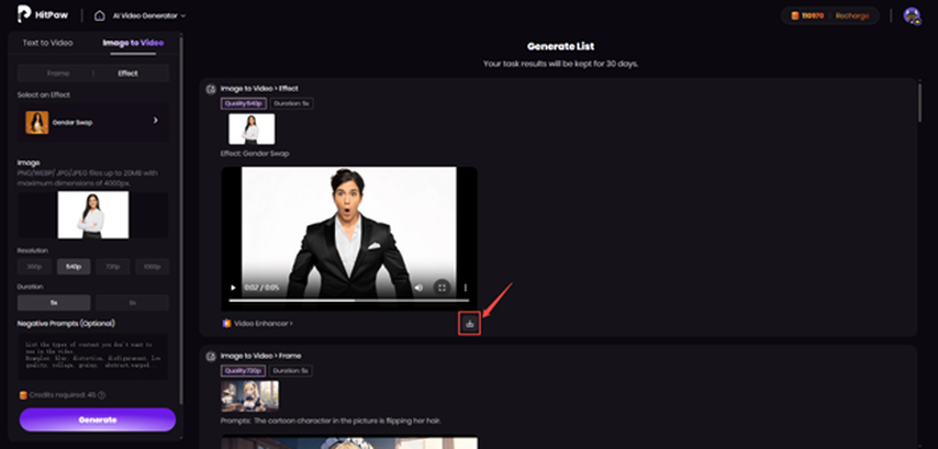export ai gender swap video
