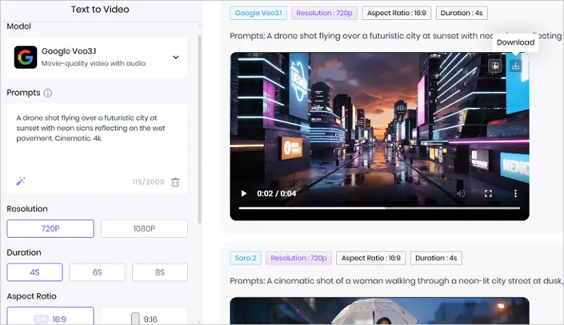 download generated ai video
