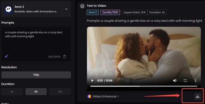 preview and download generated ai video