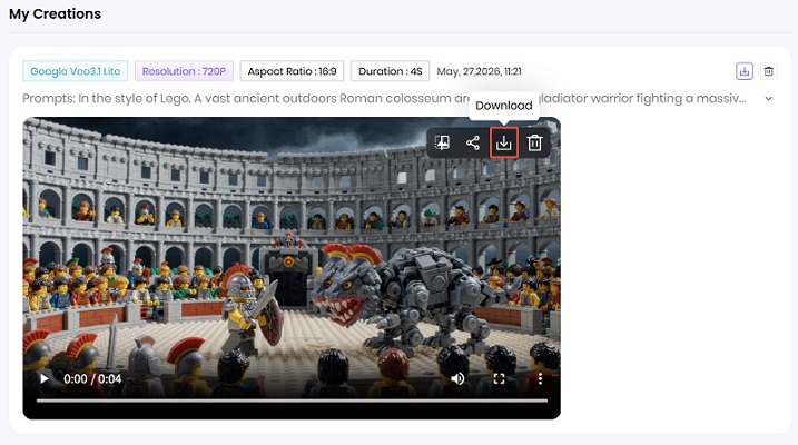 preview and download hitpaw ai lego video