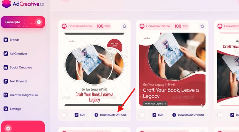 Downloading ad images in Ad Creative AI