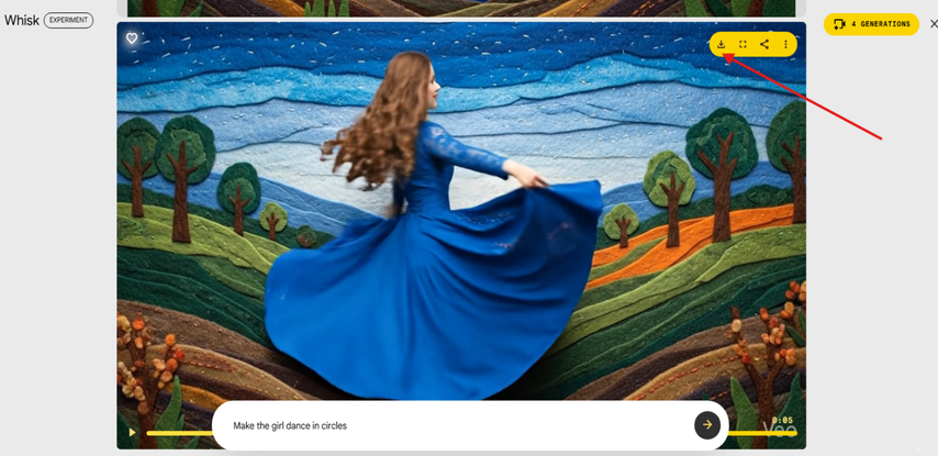 Downloading the generated video in Whisk AI