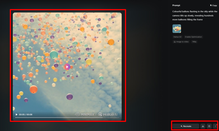 Downloading the video generated from an image in MiniMax AI Video