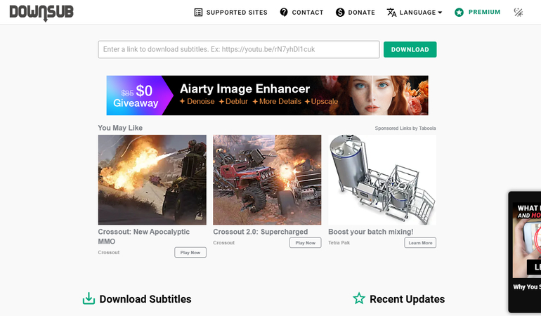 Downsub YIFY subtitles download alternative