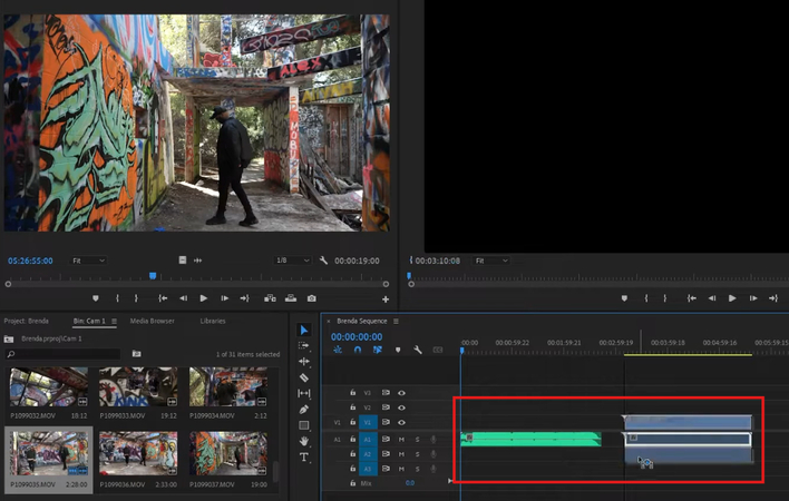 Dragging audio and video into the Premiere Pro timeline