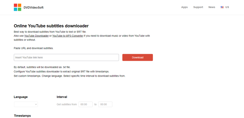 DVDVideoSoft Online YouTube subtitle downloader