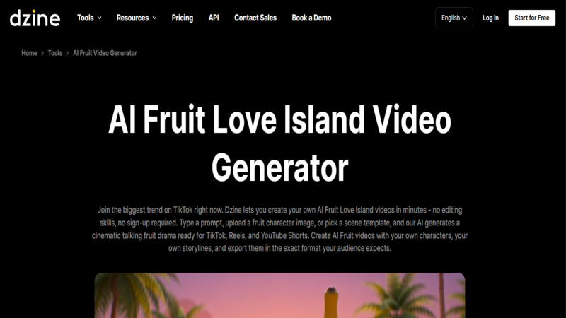 dzine ai fruit with face homepage