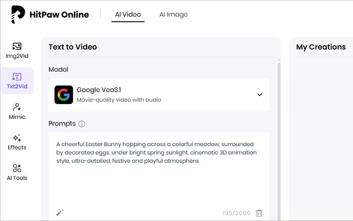 enter easter bunny video prompt