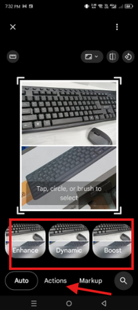 Editing the combined picture in the Photos app on Android