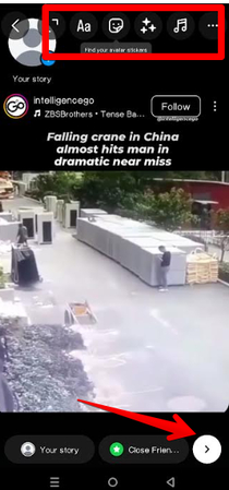 Editing video for the story on Instagram