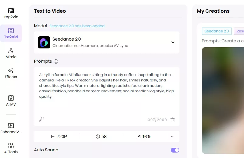 ener ai person video prompt
