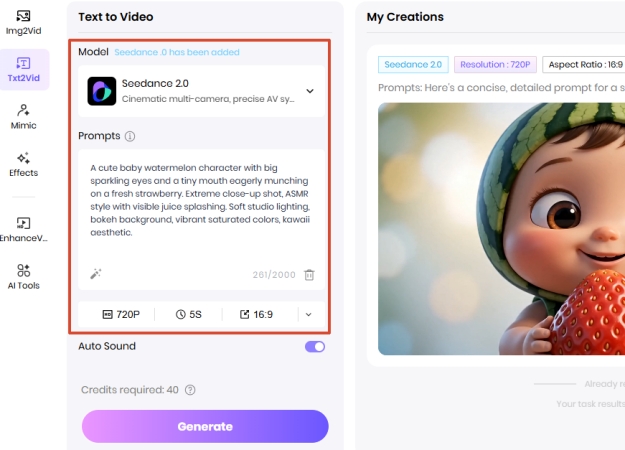 enter fruit video prompt in hitpaw
