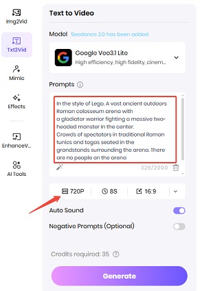 enter lego style video prompt in hitpaw