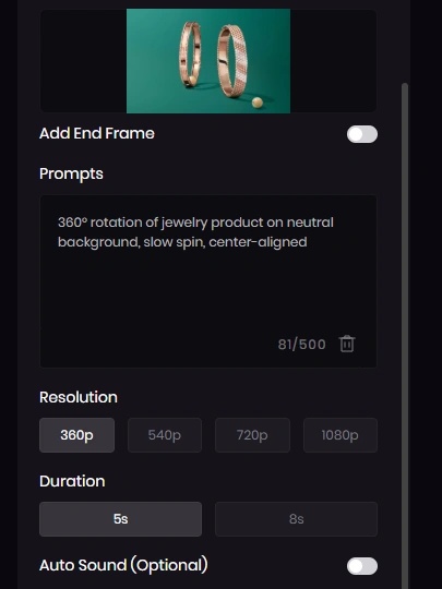 enter prompt for jewelry video
