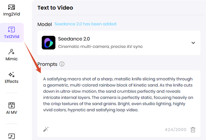 enter ugc video prompt on hitpaw