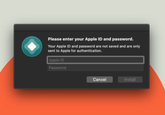 Entering Apple credentials to install AltStore on iOS