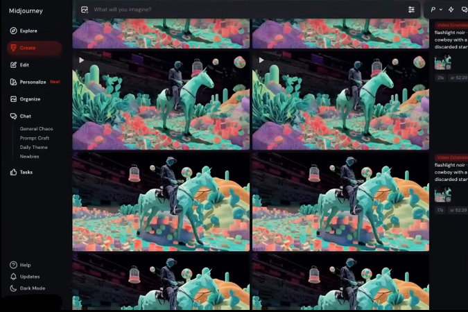 Experimenting with Midjourney Extend Video feature