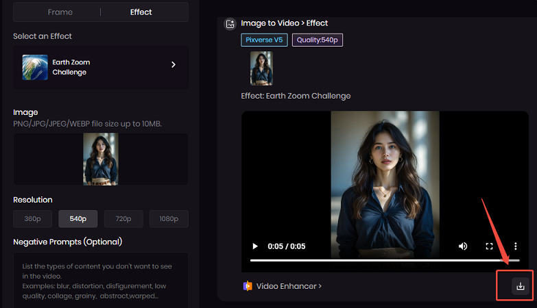 export earth zoom in video