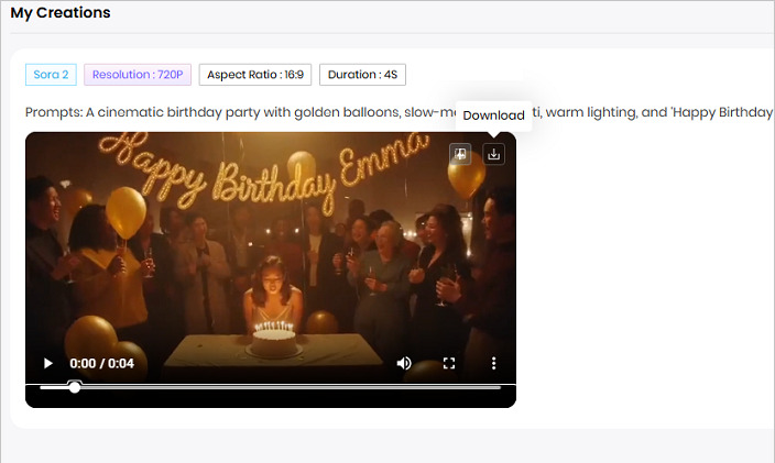 generate and download generated video