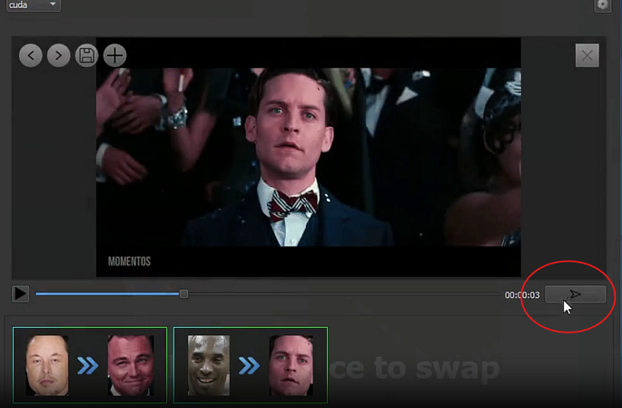 Exporting your clip on the Tuguoba AI Video Faceswap tool