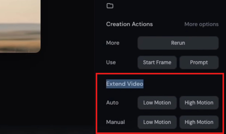 Extend Video feature in the Midjourney AI video generator