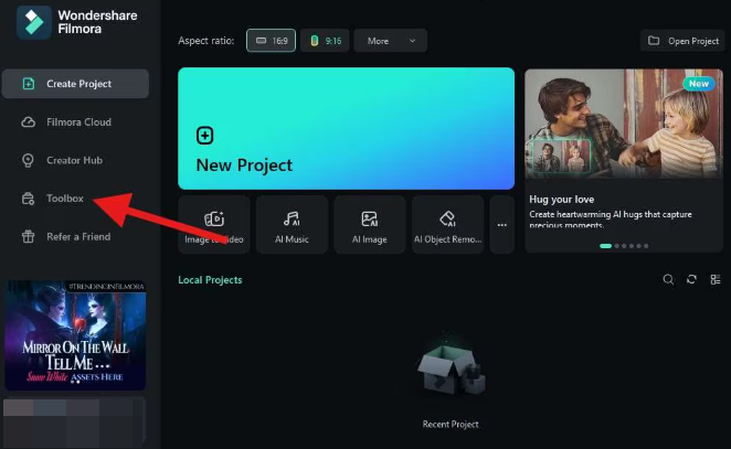 Filmora Desktop app Toolbox