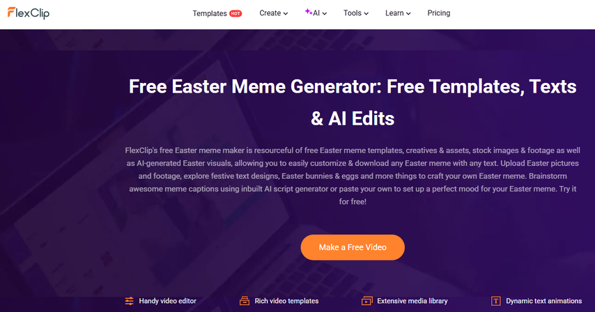 FlexClip funny AI Easter meme AI Video Generator