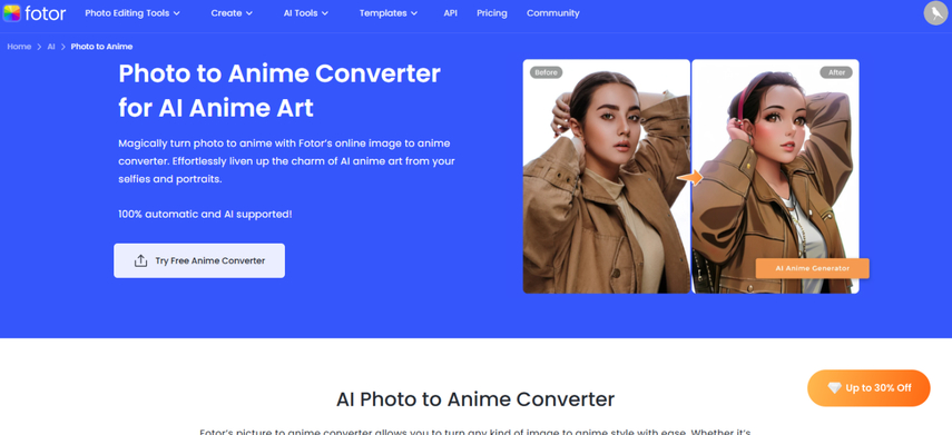 Fotor photo to anime converter