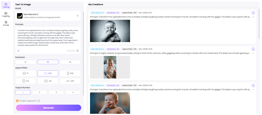 Generate and download baby meme image