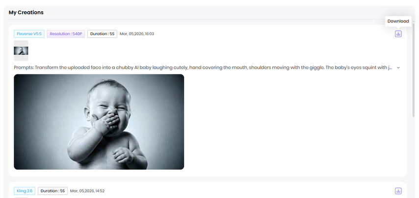 Generate and download baby meme image